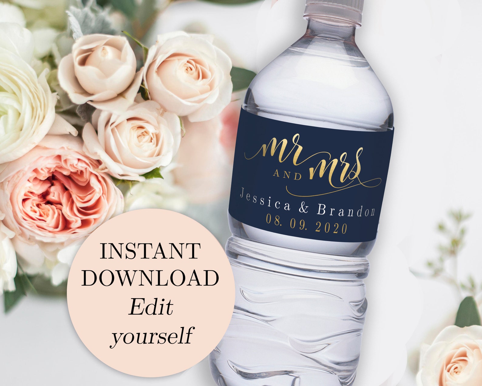 Water Bottle Label Template PDF Instant Download Printable | Etsy