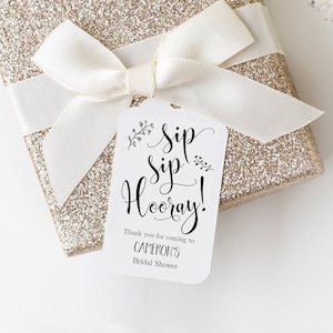 Mini champagne slokje hoera vrijgezellenfeest bedankkaartjes wijnfles gunst bruiloft bewerkbare afdrukbare gunsttags slokje hoera tags DIY