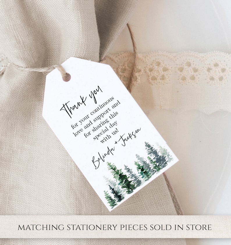 Pine Tree Wedding Invitation Set, Printable Invitation Template, Editable Wedding Invitation Suite, Forest, Winter, Watercolor, Evergreen image 9