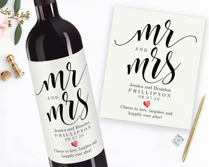 Printable Wedding Wine Bottle Labels Editable Wine Etsy