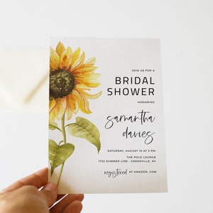 Faire-part de douche nuptiale tournesol, modèle d&#39;invitation de douche de mariage, modifiable, téléchargement immédiat, Templett, PPS