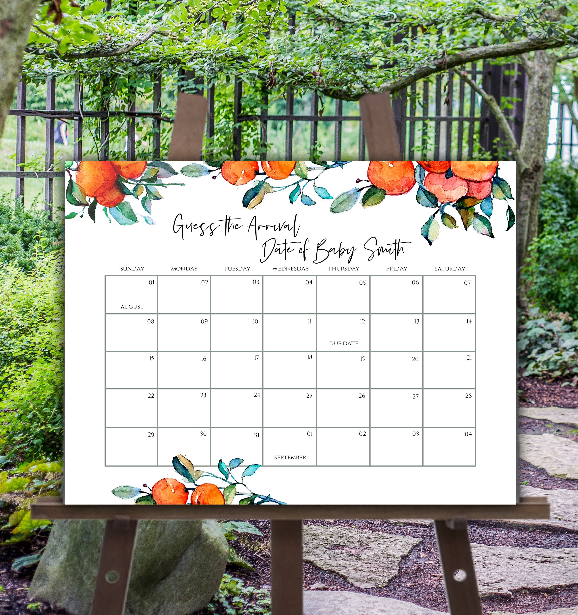 Due Date Calendar Baby Birthday Calendar Editable Baby Shower | Etsy