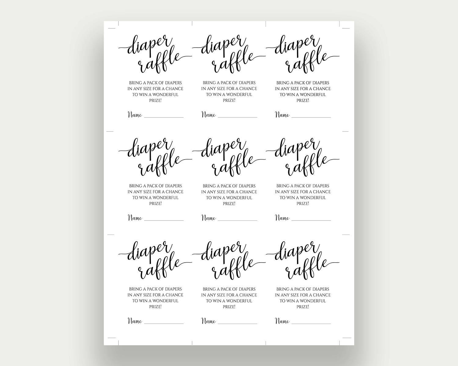 Diaper Raffle Infocard Diaper Raffle Cards Baby Shower Game Printable Diaper Raffle Sign ...