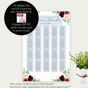 Printable Wedding Seating Chart Template, up to 400 Guests Seating ...