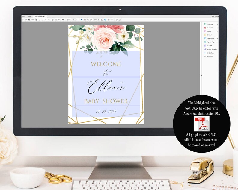 Baby Shower Welcome Sign Welcome Baby Shower Board Welcome to Baby Shower Sign Printable DIY Fully Editable Template Blush Boho Coral Floral