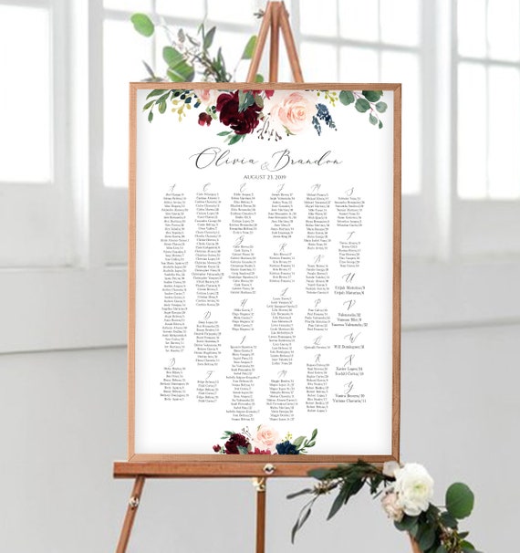 Alphabetical Seating Chart For Wedding