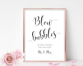 Blow Bubbles Wedding Sign: Send-Off Decor (Digital Download)