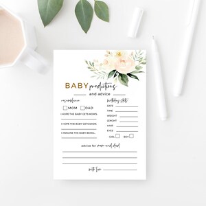 Jeu de baby shower virtuel et imprimable prédictions de bébé, prédictions de bébé et cartes de conseils, téléchargement immédiat, modèle modifiable, Templett, PPO