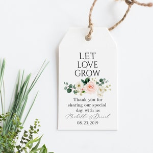 Lassen Sie Liebe wachsen Gefallen Tags Pflanzensamen, Brautdusche Tag, lassen Sie Liebe wachsen Gunst, Hochzeit Tags, Pflanze Tags, Samen Paket Tag druckbare