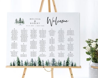 Editable Pine Tree Wedding Seating Chart Template (Instant Download)
