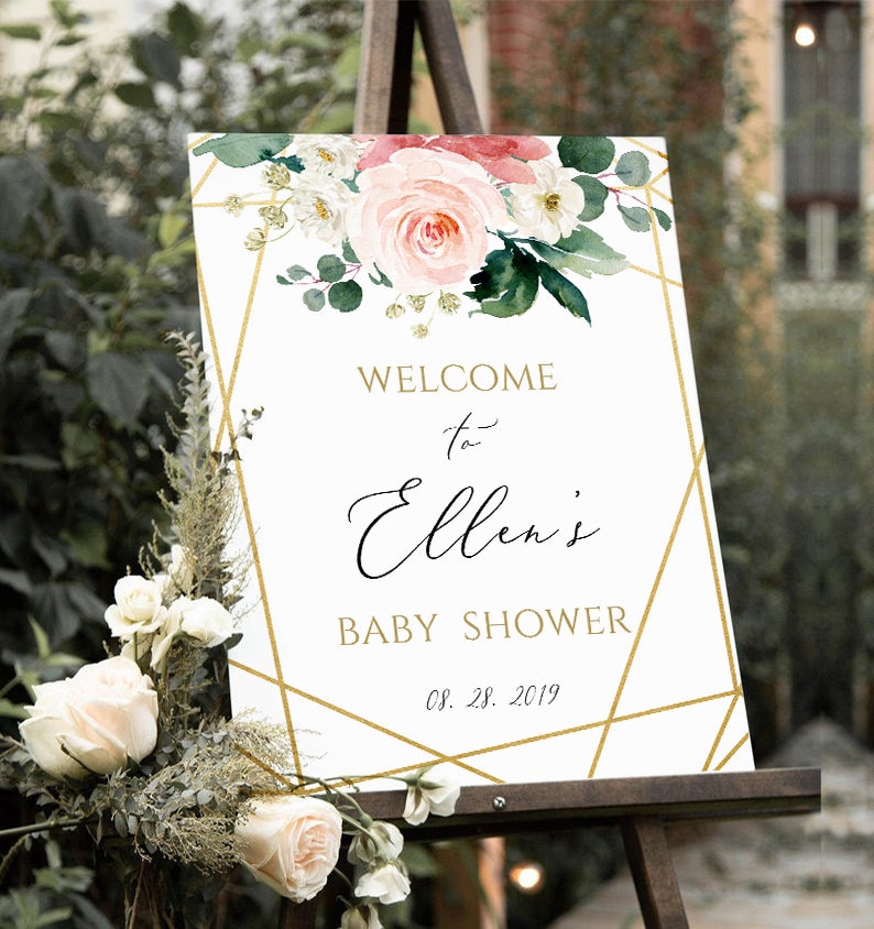 Baby Shower Welcome Sign Welcome Baby Shower Board Welcome to Baby Shower Sign Printable DIY Fully Editable Template Blush Boho Coral Floral