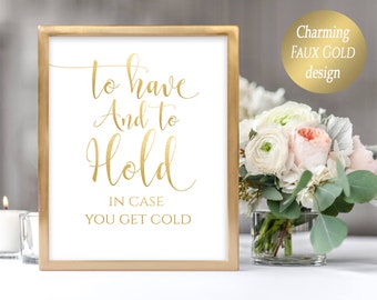 Pashmina Sign: Faux Gold Wedding Blanket, Winter Favors (Digital Download)
