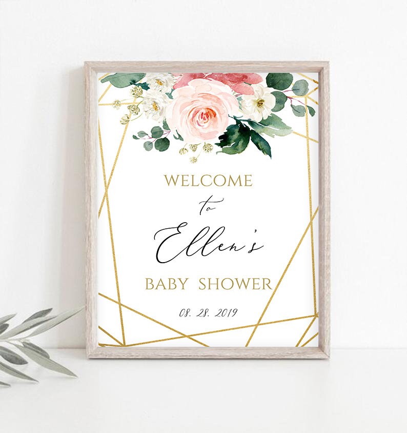 Baby Shower Welcome Sign Welcome Baby Shower Board Welcome to Baby Shower Sign Printable DIY Fully Editable Template Blush Boho Coral Floral