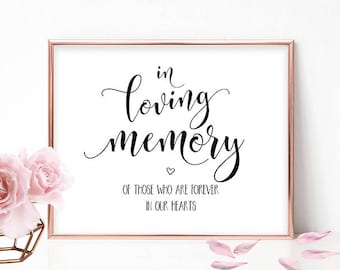 Panneau de mariage imprimable « En souvenir de » - Panneau commémoratif - Panneau de table commémoratif - Panneau souvenir - Panneau souvenir de mariage - Impression format paysage