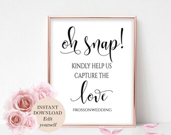 Panneau de mariage imprimable avec hashtag, panneau de mariage imprimable avec hashtag, panneau de mariage imprimable avec hashtag Instagram, panneau de mariage personnalisé