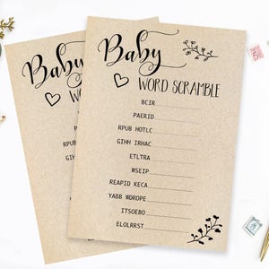 Printable Baby Word Scramble Baby Shower Game Baby Word Scramble Printable Word Scramble Game Baby Shower Activities Rustic Baby Shower Game