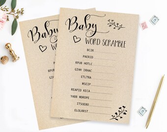 Printable Baby Word Scramble Baby Shower Game Baby Word Scramble Printable Word Scramble Game Baby Shower Activities Rustic Baby Shower Game