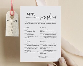 Minimalist What's in Your Phone Game Printable + Virtual, Editable Template, Instant Download, Templett, POM