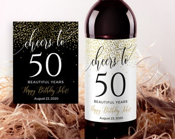 Birthday Wine Label Gold Wine Bottle Labels 21st Birthday 50th, 40th, 30th - Any Age, Instant Download, 100% Editable text