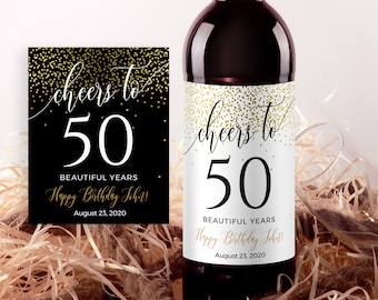 Birthday Wine Label Gold Wine Bottle Labels 21st Birthday 50th, 40th, 30th - Any Age, Instant Download, 100% Editable text