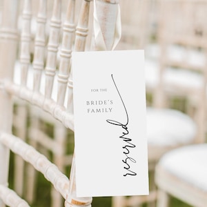 Editable Seating Tag template, Reserved Seating Tag, Printable Chair tags, Minimalist Chair Tag template, Wedding tag, Templett, POM