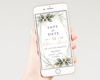 Electronic Save the Date, Wedding Announcement, Instant Download, Editable Template, Templett, FPOS