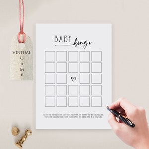 Minimalist Baby Shower Bingo Game Printable + Virtual, Editable Template, Instant Download, Templett, POM