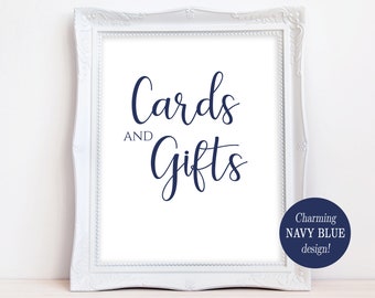 Cartes et cadeaux personnalisés - Panneau de mariage - Décoration de table pour cartes - Panneau de réception imprimable bleu