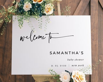 Minimalist Welcome Sign, Printable Bridal Shower or Baby Shower Decor, Instant Download, Templett, POM