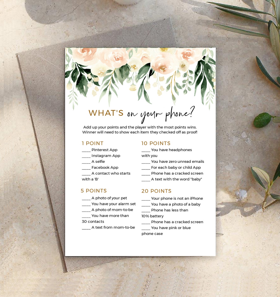 What's in Your Phone Game Printable Virtual / Editable - Etsy
