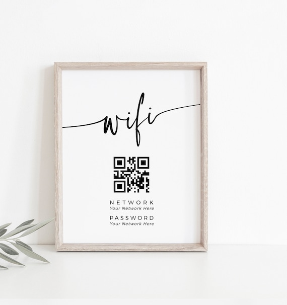 Wifi Sign, Printable Wifi Sign, Wifi Password Sign, Editable.