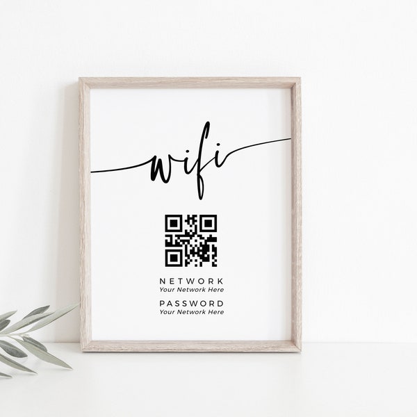 WiFi Sign, Printable WiFi Sign, WiFi Password Sign, Editable, Instant Download, Templett