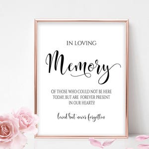 Printable In Loving Memory Sign Memorial Sign Memorial Table Sign Remembrance Sign Reception Sign Calligraphy Sign Wedding Printable Signs