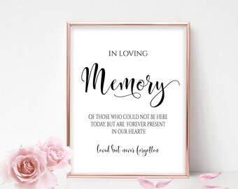 Memorial Table Sign: In Loving Memory Calligraphy (Instant Download, Printable)