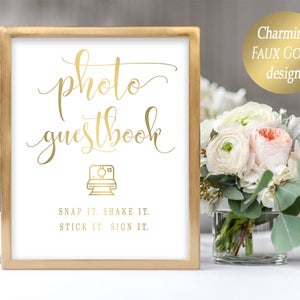 Wedding Photo Guestbook Sign Printable Wedding Sign Reception Sign Ceremony Sign Instant Photo Wedding Guestbook Signage Faux Gold Design