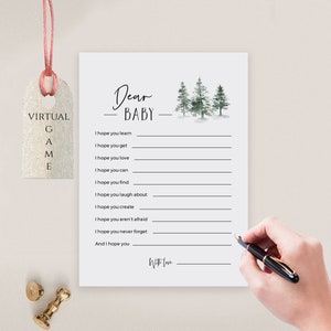 Wishes for Baby Game Template, Wishes For Advice Card, Gender Neutral, Printable + Virtual Baby Shower Game, Instant Download, Templett