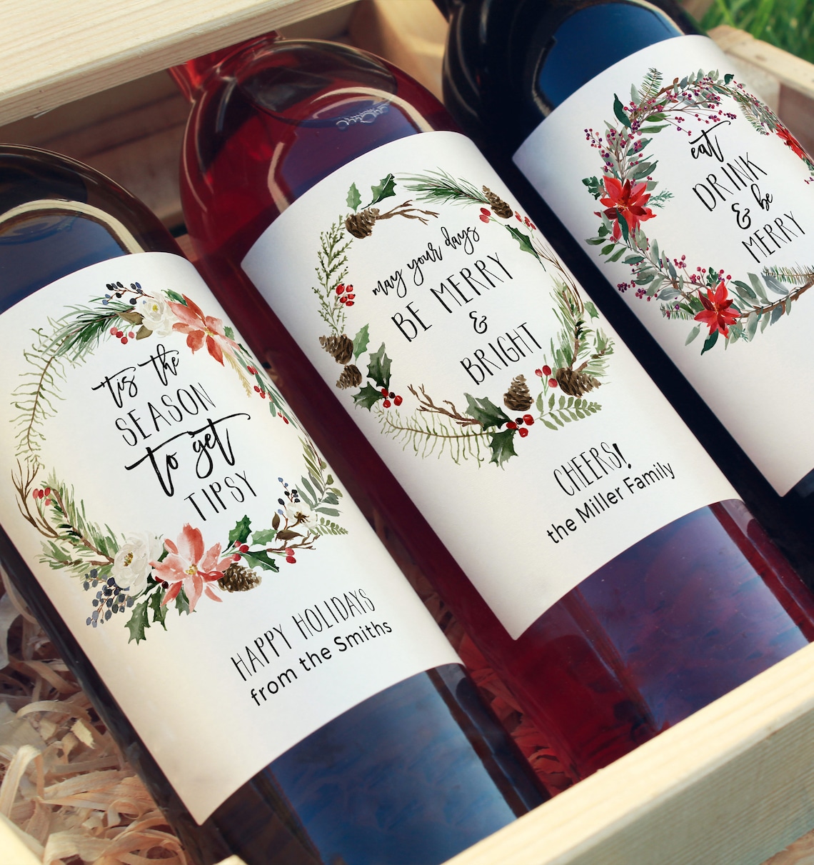 DIY Christmas Wine Label Christmas Gift Ideas Xmas Gift for Etsy