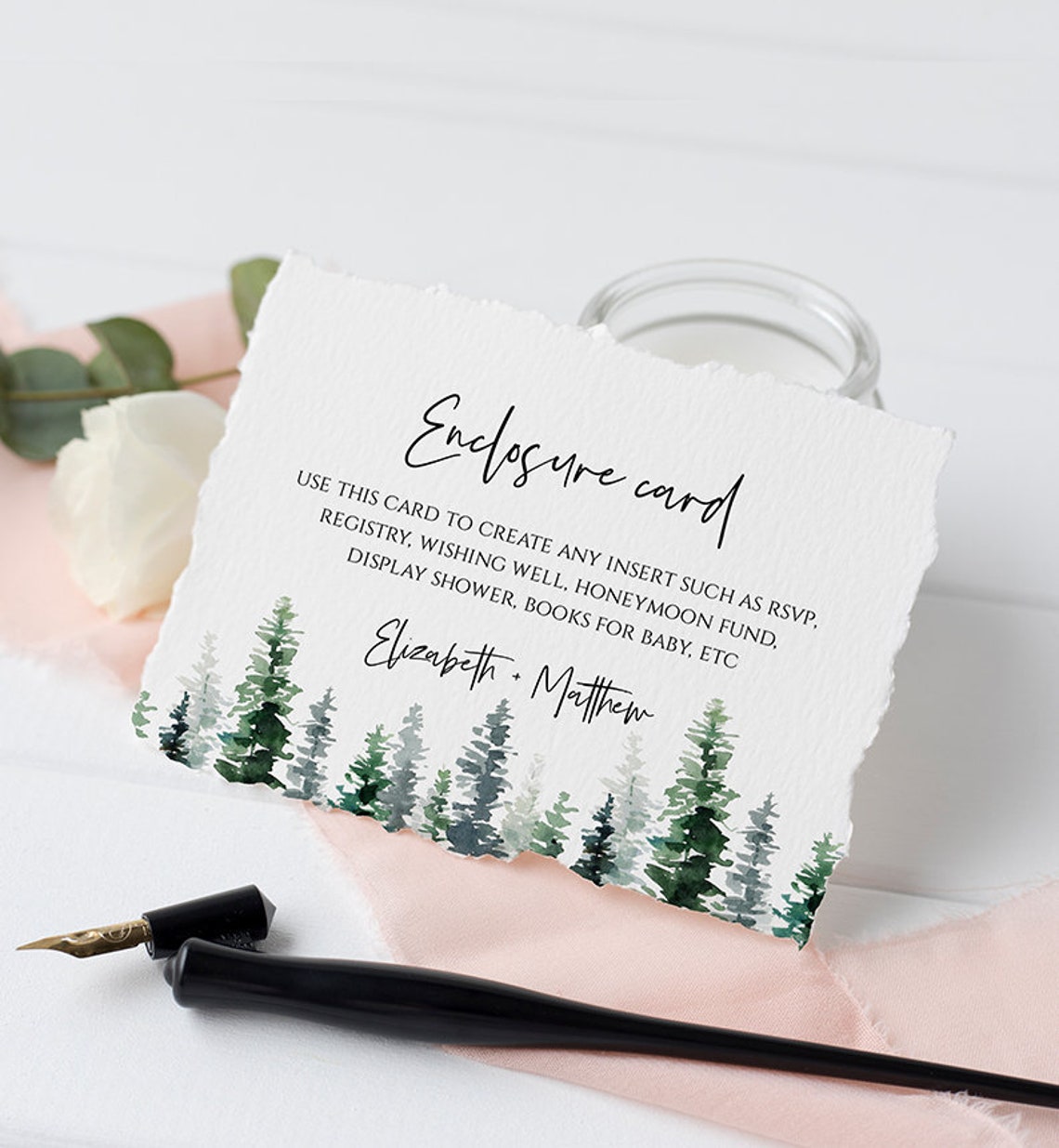 Custom Enclosure Card Pine Tree Enclosure Card Insert Fully Etsy