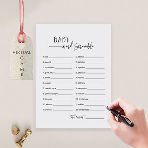 Word Scramble Baby Shower Games, Baby Word Scramble Game, Printable + Virtual Game, Instant Download, Templett, POM