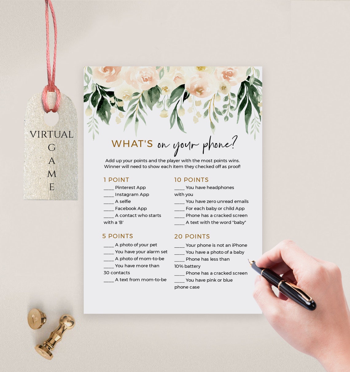 What's in Your Phone Game Printable Virtual / Editable - Etsy