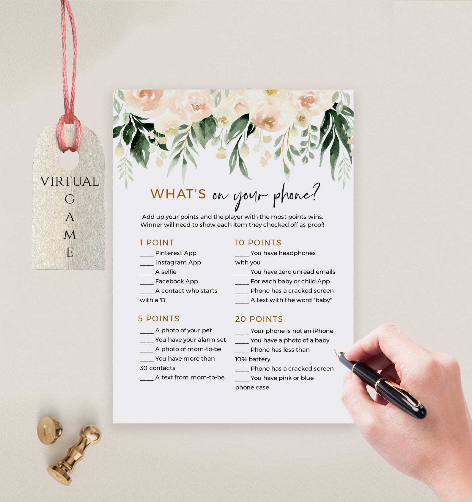 What's in Your Phone Game Printable Virtual / Editable - Etsy
