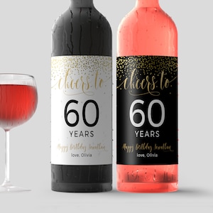 Cheers to 60 Years Wine Label: Editable Birthday Gift (Digital Download)