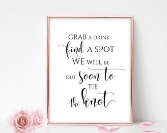 Grab A Drink Wedding Sign: Calligraphy Reception Decor (Digital Download)