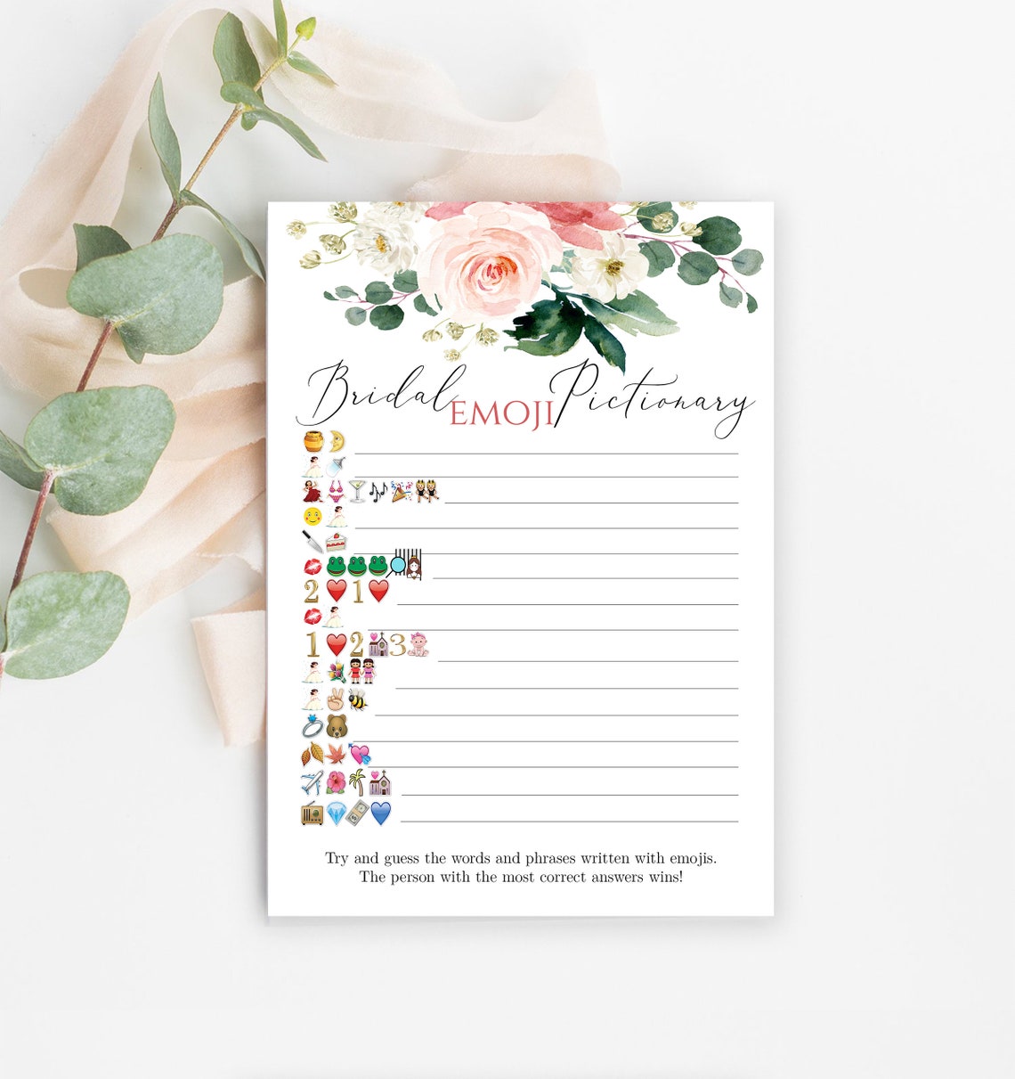 Bridal Emoji Pictionary Printable Game Bridal Shower Games - Etsy
