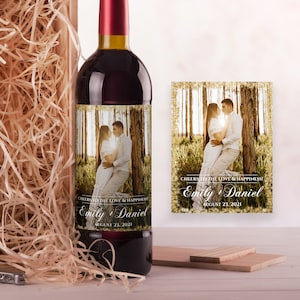 Personalized Photo Wine Label, Wedding Wine Label, Wine Gift, Logo Wine Label, Instant Download, 100% Editable Template