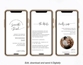 Modern Minimalist Electronic Wedding Invitation Template (Digital Download)