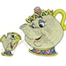 Mrs. Potts Embroidery, Beauty and the Beast Embroidery Design, Disney Princess Embroidery Design, Baby Embroidery, Girl embroidery, Tea Pot