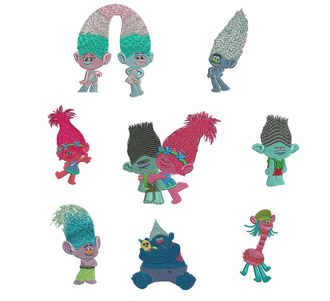 8 Trolls Embroidery Design Poppy Embroidery Design Branch | Etsy