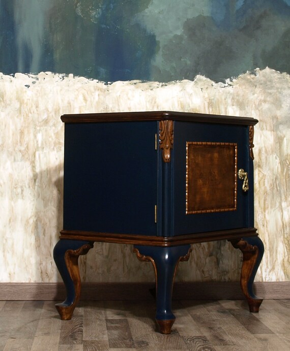 Pair Of Antique Bedside Tables Mid Century Nightstand Table Etsy