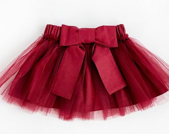 Jupe Boho pour filles, jupe bébé fille, jupe Marsala Tutu, jupe tulle filles, vêtements d’automne bébé fille, jupe rouge foncé, vêtements bébé fille